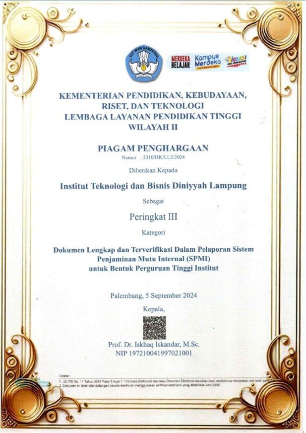 LPM INSTIDLA Raih Penghargaan Peringkat III Pelaporan Sistem Penjaminan Mutu Internal (SPMI)